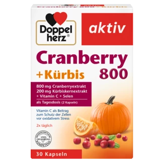 Abbildung der Produktverpackung Doppelherz aktiv Cranberry + Kürbis Frontansicht